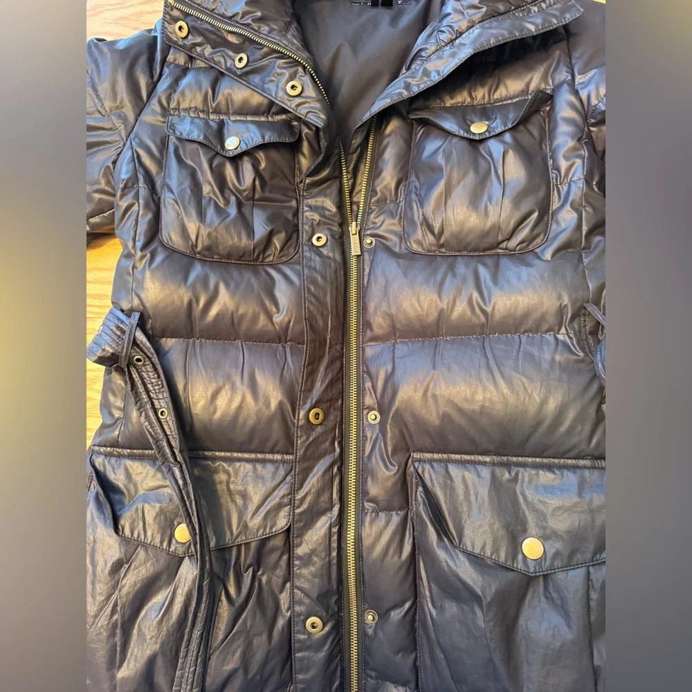 Theory Karidah Landing Black Puffer Down Belted Jacket Large